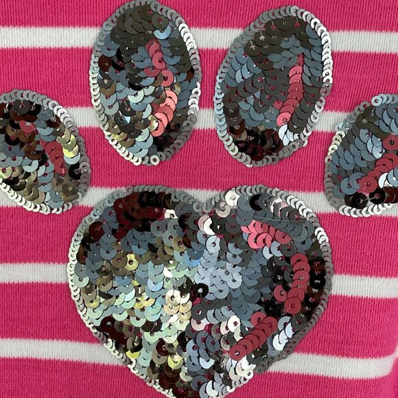 Quacker Factory Womens Plus 3X Pink White Striped 3/4 Sleeve Top With Sequin Paw - Picture 6 of 8